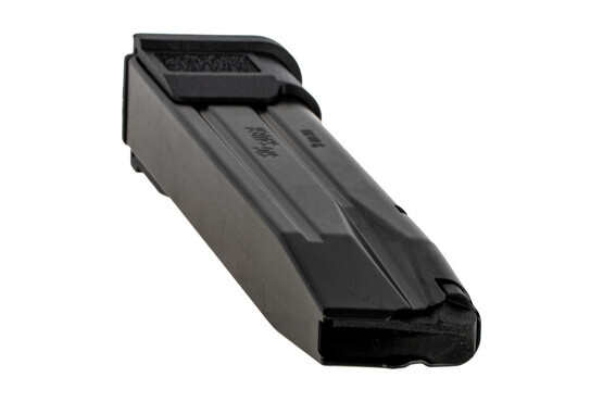 The Sig P250 21 round magazine features a black finish and side witness holes